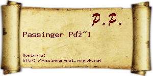Passinger Pál névjegykártya